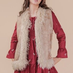 Very J Tan Faux Fur Vest